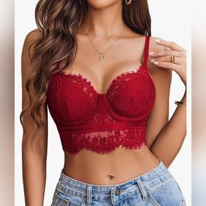 Avidlove Lace Bralettes for Women Y2k Strap Bustier Cami Top V Neck Camisole Lin